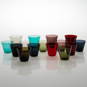 KAJ FRANCK, A set of 15 drinking glasses "Kartio", Nuutajärvi mid 20th century.