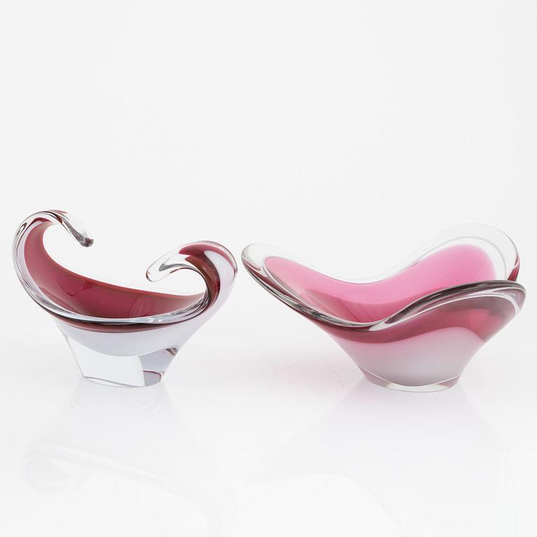 Paul Kedelv, a set of five 'Coquille' art glass for Flygfors.