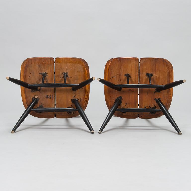 Ilmari Tapiovaara, stolar, 2 st, "Pirkka Lounge chair", Laukaan Puu, 1960-tal.