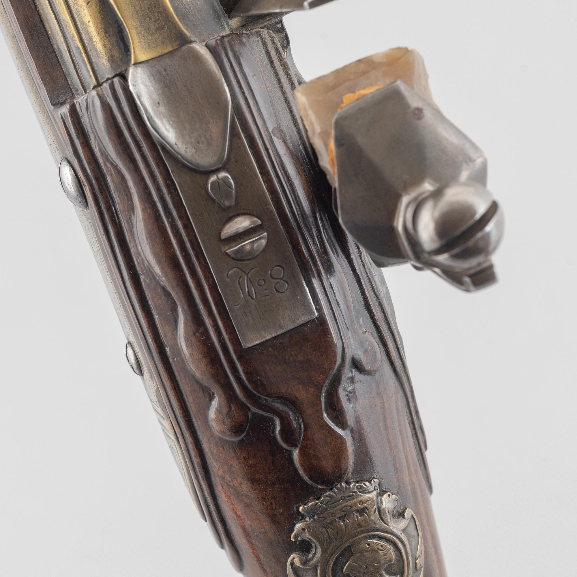 Flintlock pistols, a pair, signed Penterman, Utrecht, early 18th century.