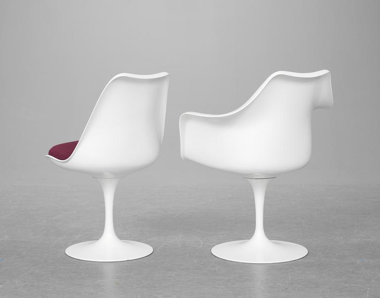 An Eero Saarinen "Tulip" set of 4 chairs and an armchair, Knoll International.