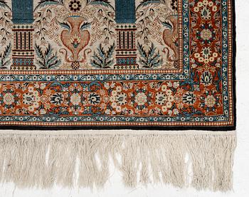 An oriental silk rug, probably China, c. 154 x 93 cm.