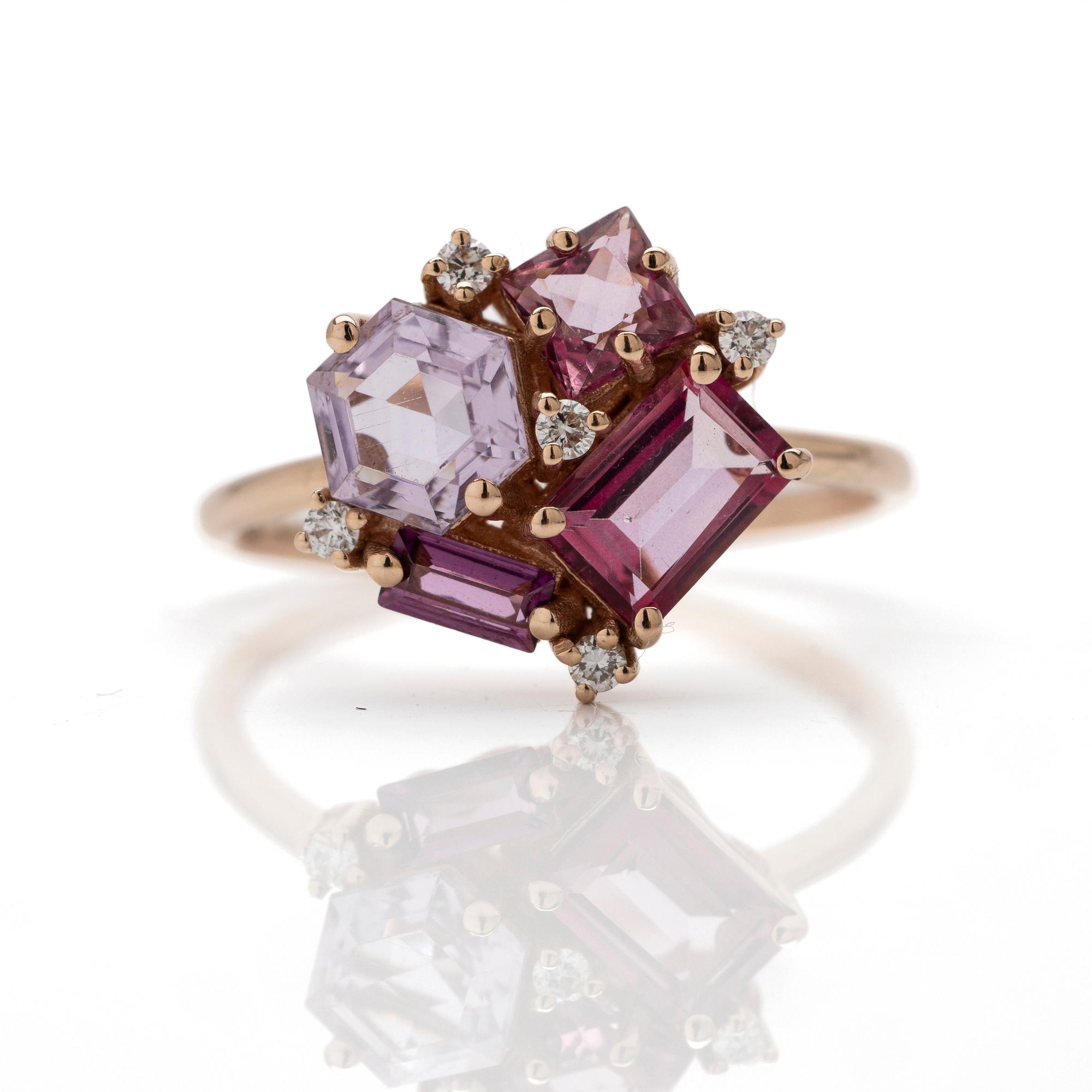 Suzanne Kalan, 14K gold ring with sapphires and diamonds.