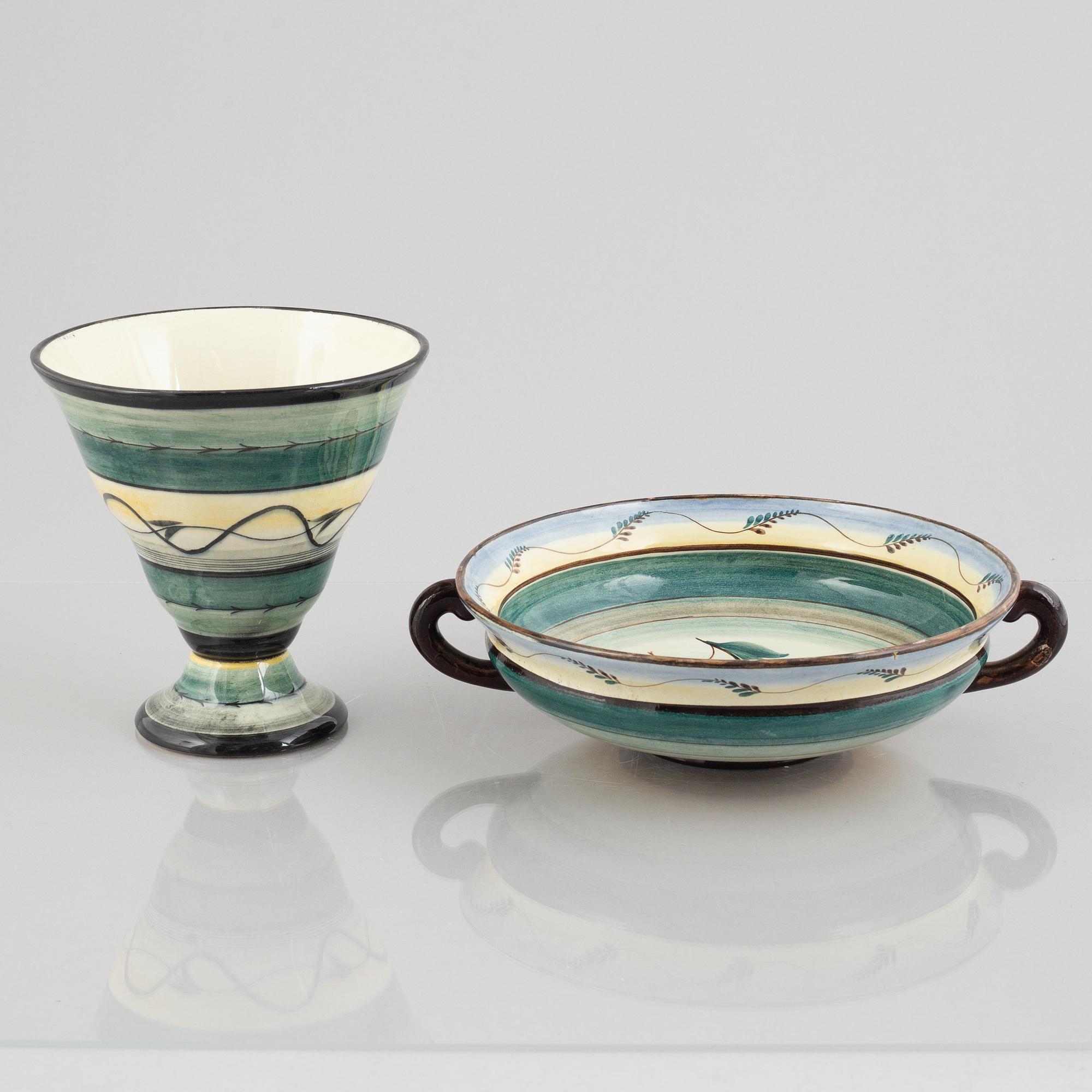 Ilse Claesson, skål och vas, Rörstrand, 1920/30-tal.