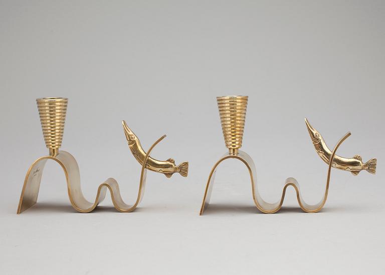 LJUSSTAKAR, ett par, Carl Einar Borgström, Ystad Metall, 1900-talets mitt.