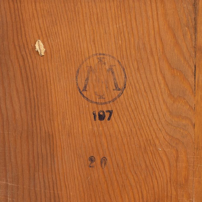 An elmwood-veneered bookcase, Nilsson & Johansson Möbelfabrik, Björnum, mid 20th century.