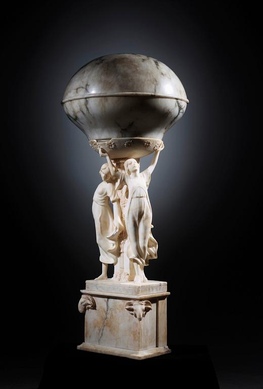 A R. Gremigni alabaster floor lamp, Italy, probably 1910-20's.