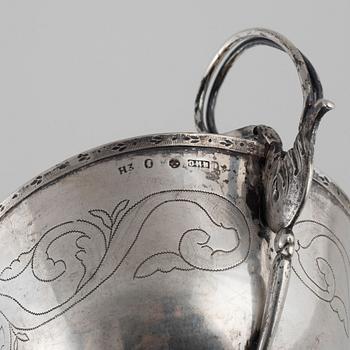 Olof Hellbom, cream jug, silver, Empire style, Stockholm 1814.