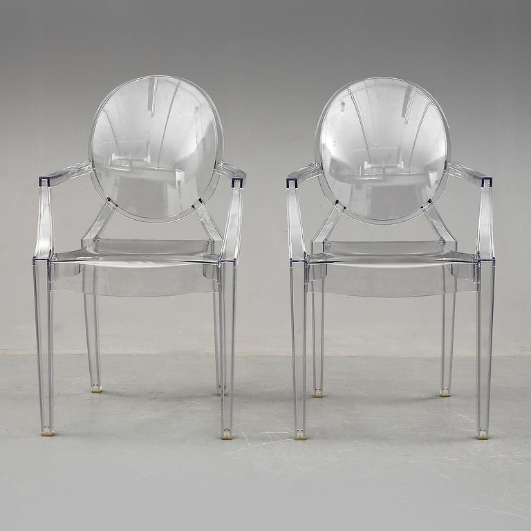 KARMSTOLAR, ett par, "Louis Ghost", Philippe Starck för Kartell.