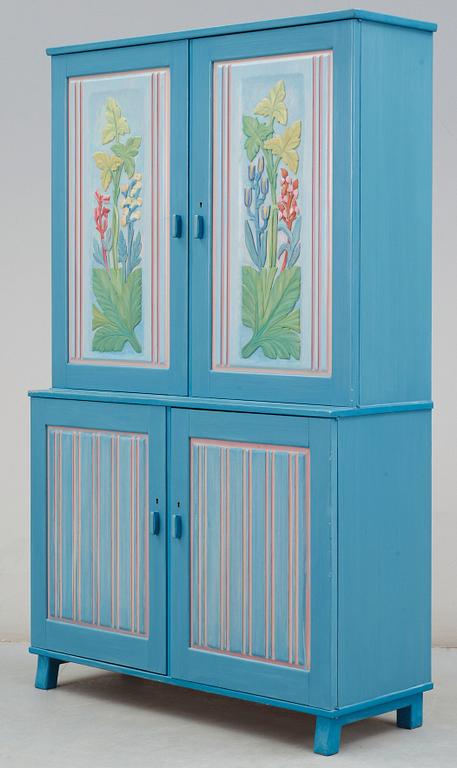 Carl Malmsten, A Carl Malmsten carved and painted cabinet.