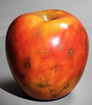 A Hans Hedberg faience sculpture of an apple, Biot, France.