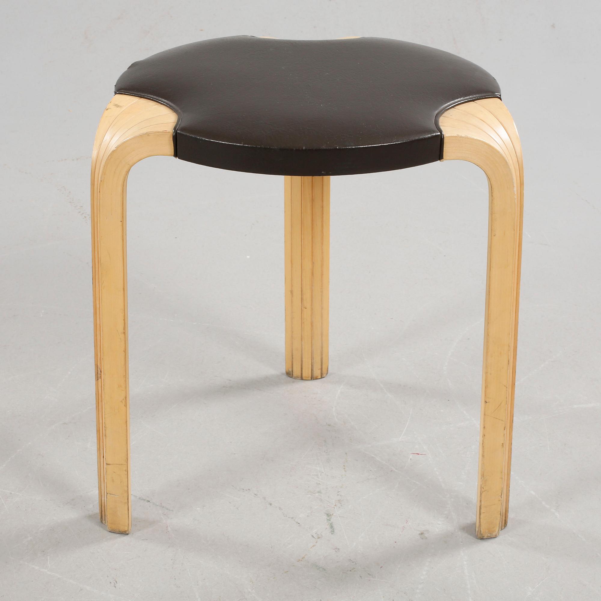 A stool, model X600, designed by Alvar Aalto, probably made by Artek, second half of the 20th century.