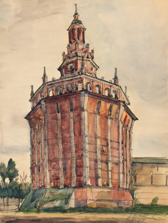 Anna Ostroumova-Lebedeva, Red tower, St Petersburg.