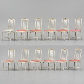 A suite of twelve Gustavian chairs by M. Lundberg the Elder (master 1774-1812).