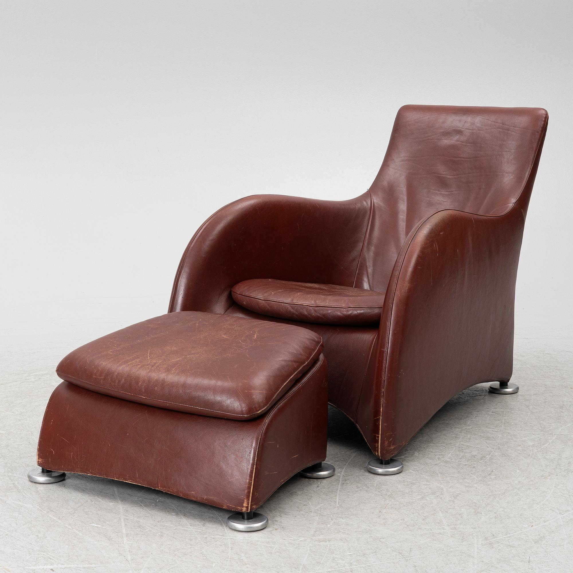 Gerard van den Berg, Armchair with footstool, "Loge", Montis, Netherlands, late 20th century.