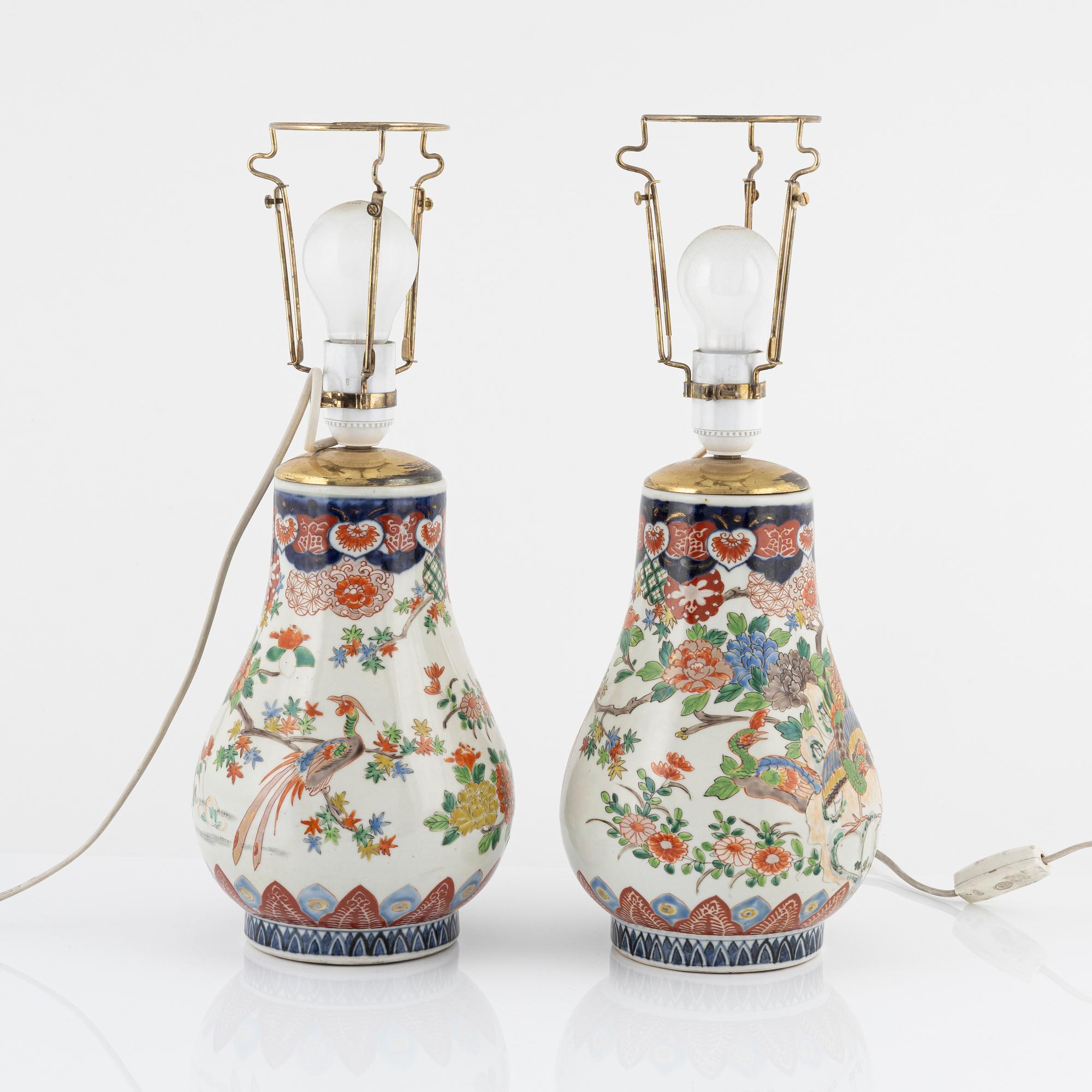 A pair of Japanese vases/table lamps,19th cetnury.