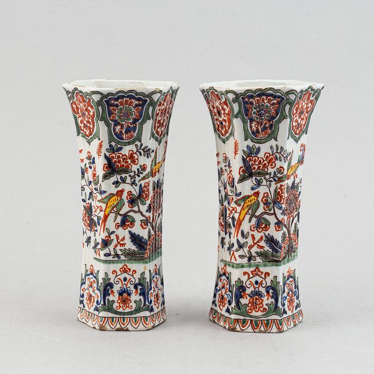 A five piece french faience garniture.