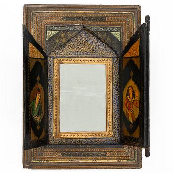 A Qajar Khatamkari laque mirror, circa 1900.