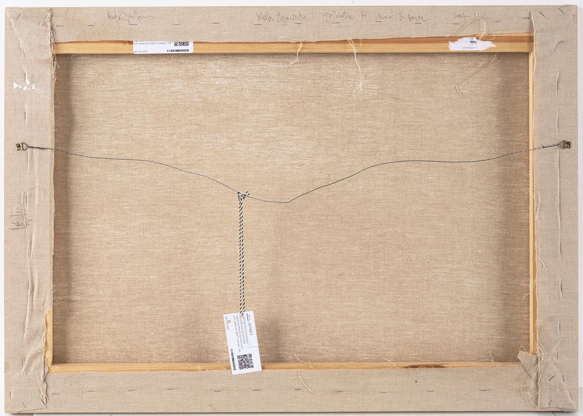 MARTIN GUSTAVSSON, Oil on linen signed Martin Gustavsson and dated 2007 on verso.