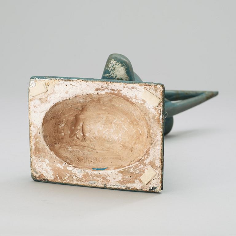 A Wiwen Nilsson painted plaster sculpture of a seated woman, ca 1925.
