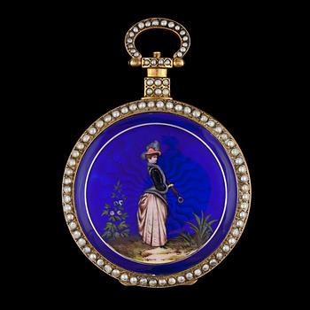 An enamel pocket watch, Richardson, London, for the Chinese market, c.1840.