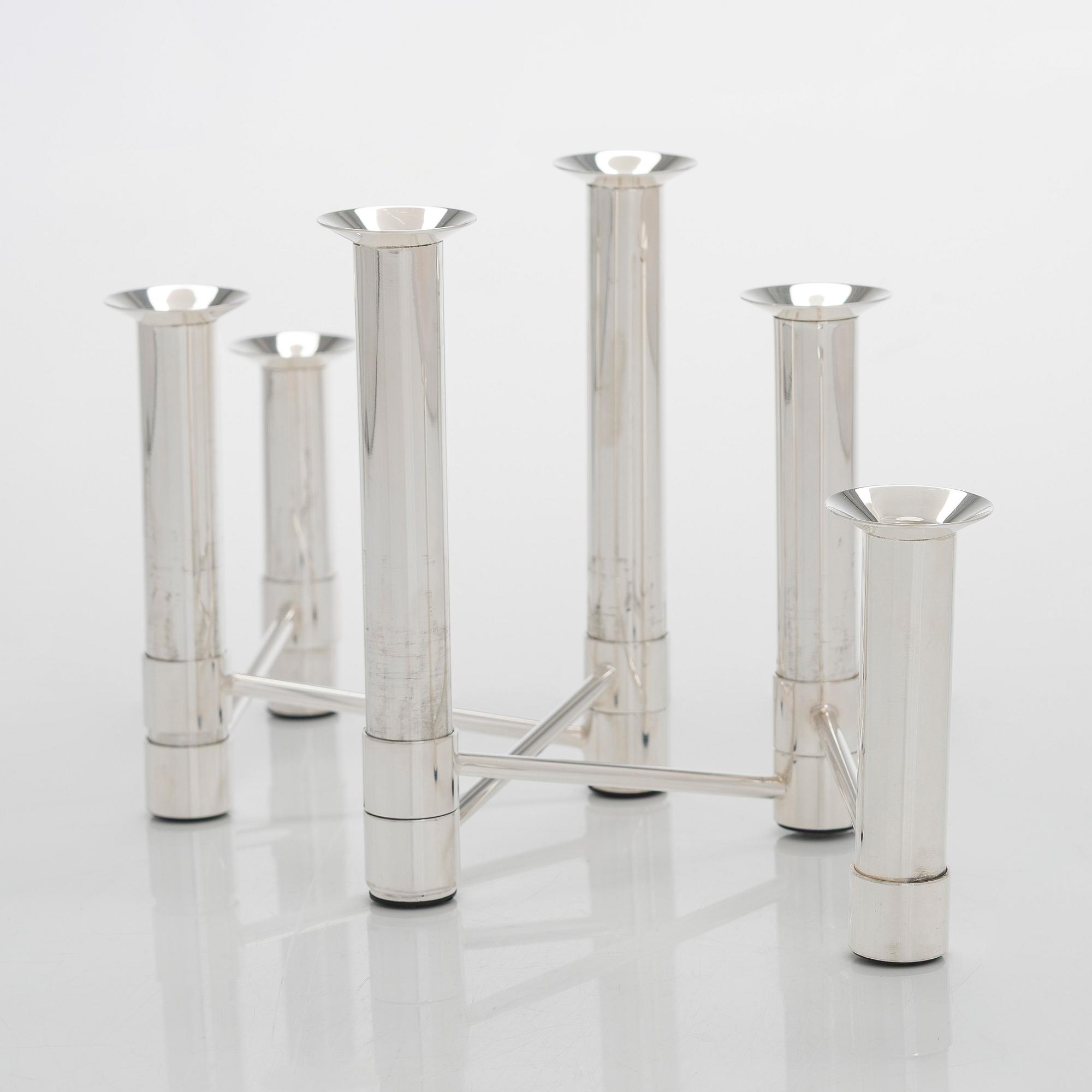 Tapio Wirkkala, a 'Nonstop' silver candelabrum, TW 432, numbered 74/90, for Kultakeskus, Hämeenlinna 2007.