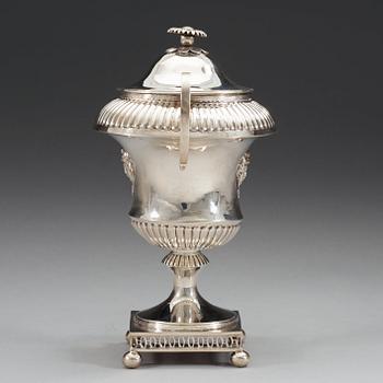 A Swedish 18th century silver sugar-bowl and cover, makers mark of Mikael Nyberg, Stockholm 1798.