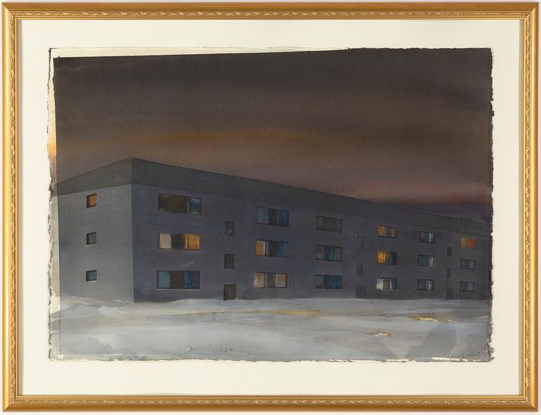 Lars Lerin, akvarell, signerad 1993.