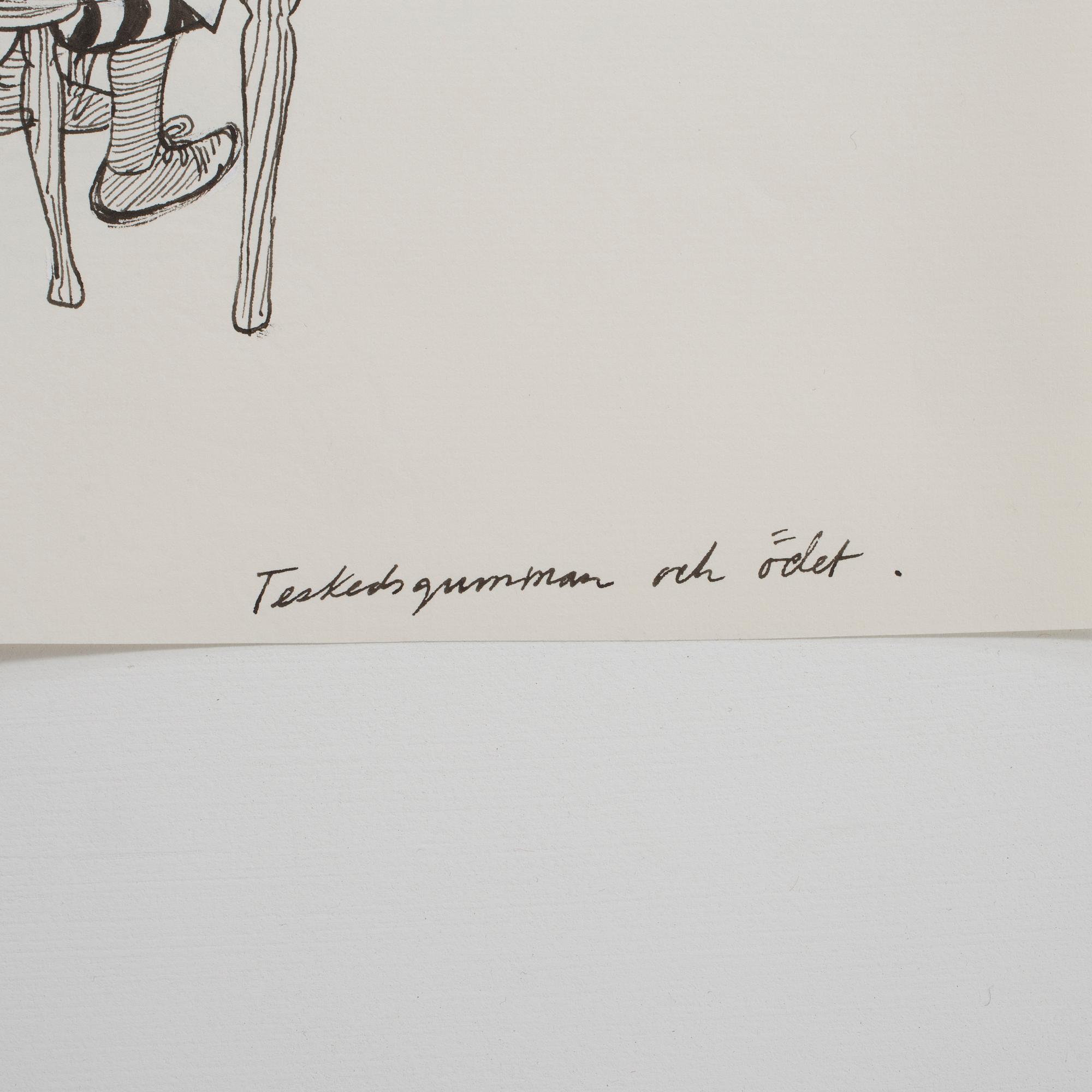 BJÖRN BERG, ink drawing from "Teskedsgumman".