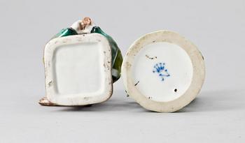 FIGURINER, 2 st, porslin, bl.a. Capo di Monte, 1800/1900-tal.
