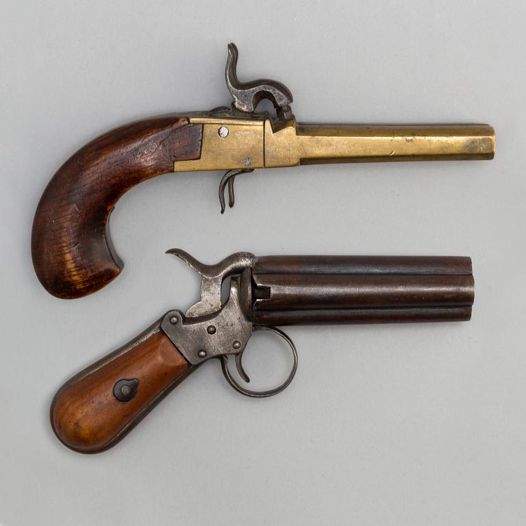 One revolver and one percussion gun, second half of the 19th century.