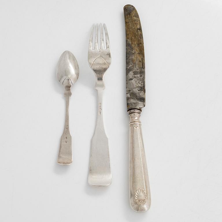 Shell motif silver cutlery, 45 pcs, majority from 1864-66, the rest from the 1925, Vaasa and Kokkola, Finland.