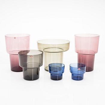 Lisa Johansson-Pape, a set of six 1960s vases signed LJ-P for Iittala.