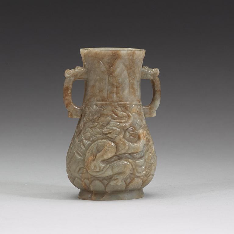 A nephrite vase, Qing dynasty (1644-1912).