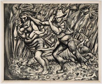 Carmelo Gonzales Iglesias, a hand painted print, signed.