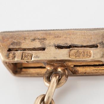 Manschettknappar, ett par, silver med bergkristall, Ryssland, Sovjet.