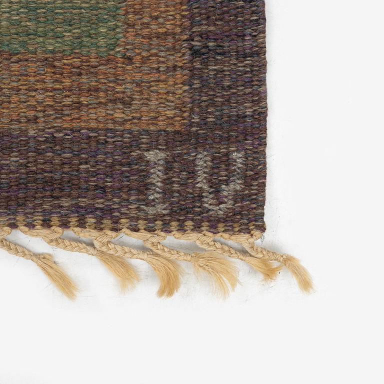 Inga-Mi Varneus Rydgren, a carpet, flat weave, c. 246 x 169 cm, signed IV.