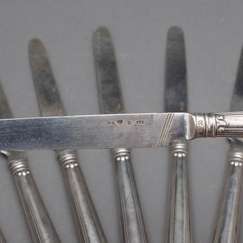 BORDSKNIVAR, silver, 11 st, Adolf Zethelius, Stockholm, 1832, vikt ca 595 g.