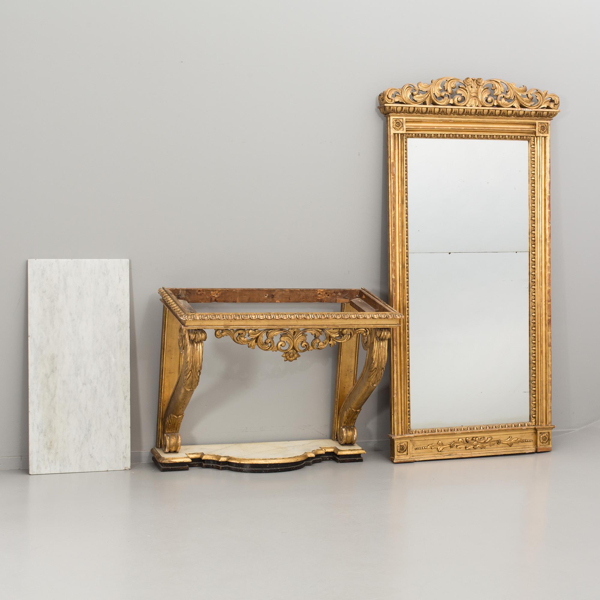AN EMPIRE MIRROR AND CONSOLE TABLE early 1800's.