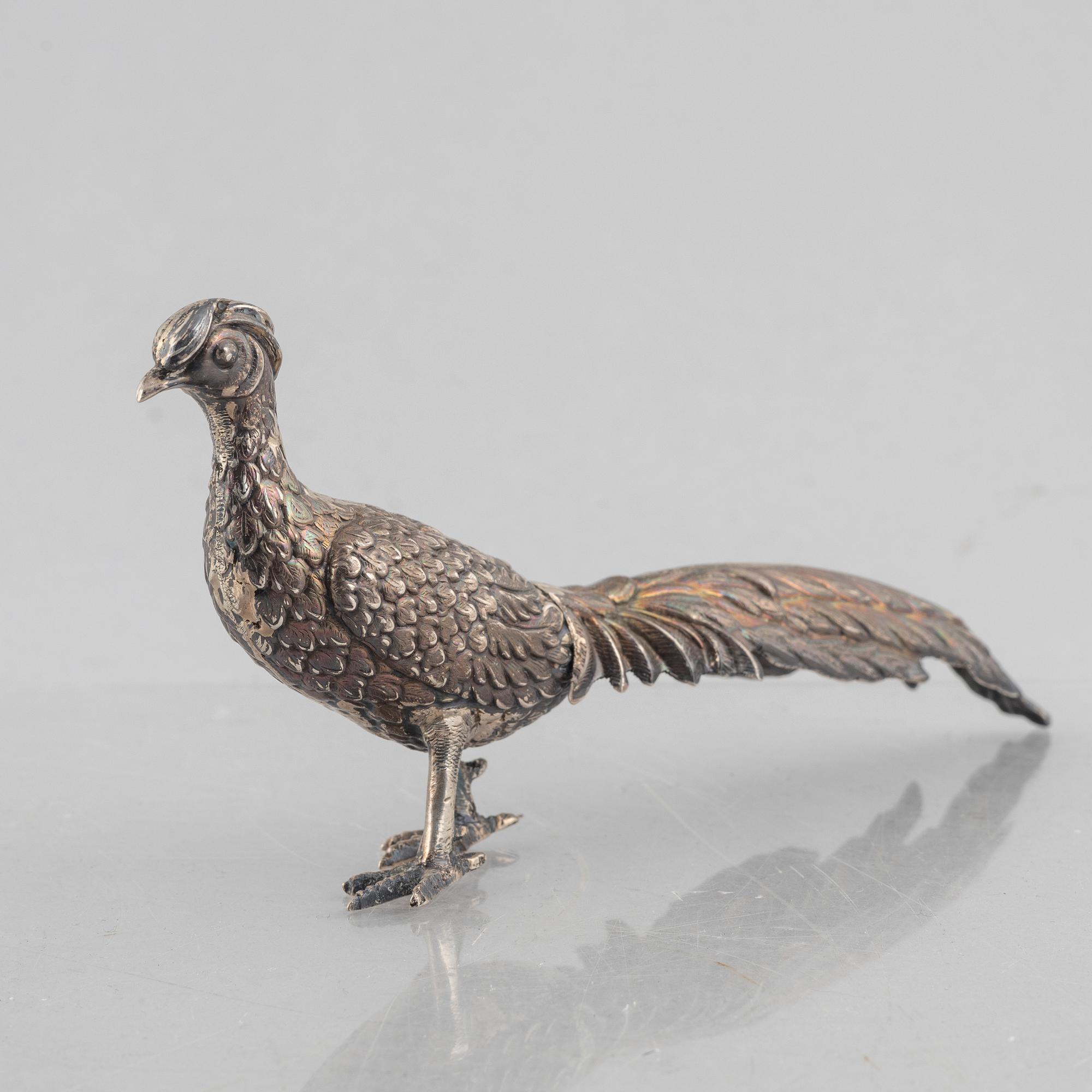 Two silver bird table centerpieces, Spain, 20th Century, Swedish import marks.