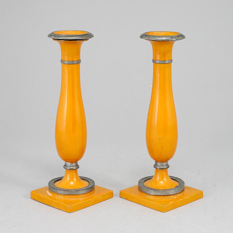 A pair of Biedermeier candlesticks, probably Germany, first half of the 19th century.