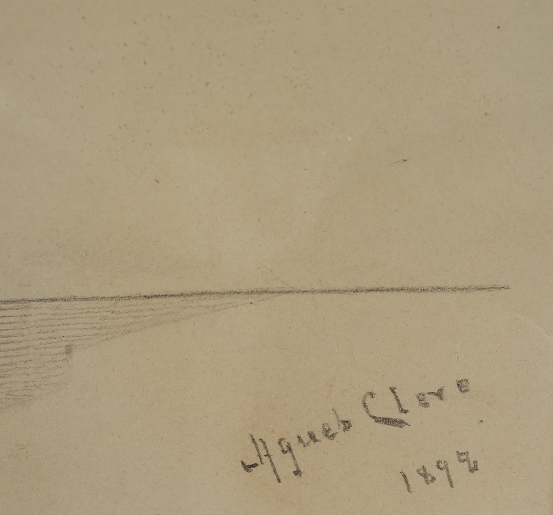 AGNES CLEVE, teckning, signerad och daterad 1892.