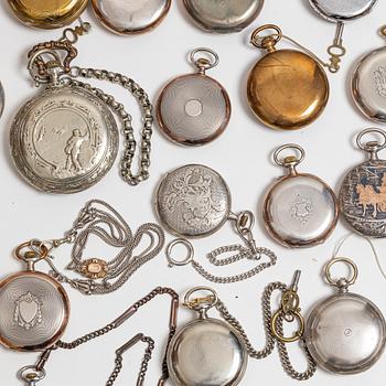 Collection of pocket watches, 63 pieces, "No reserve", various materials.