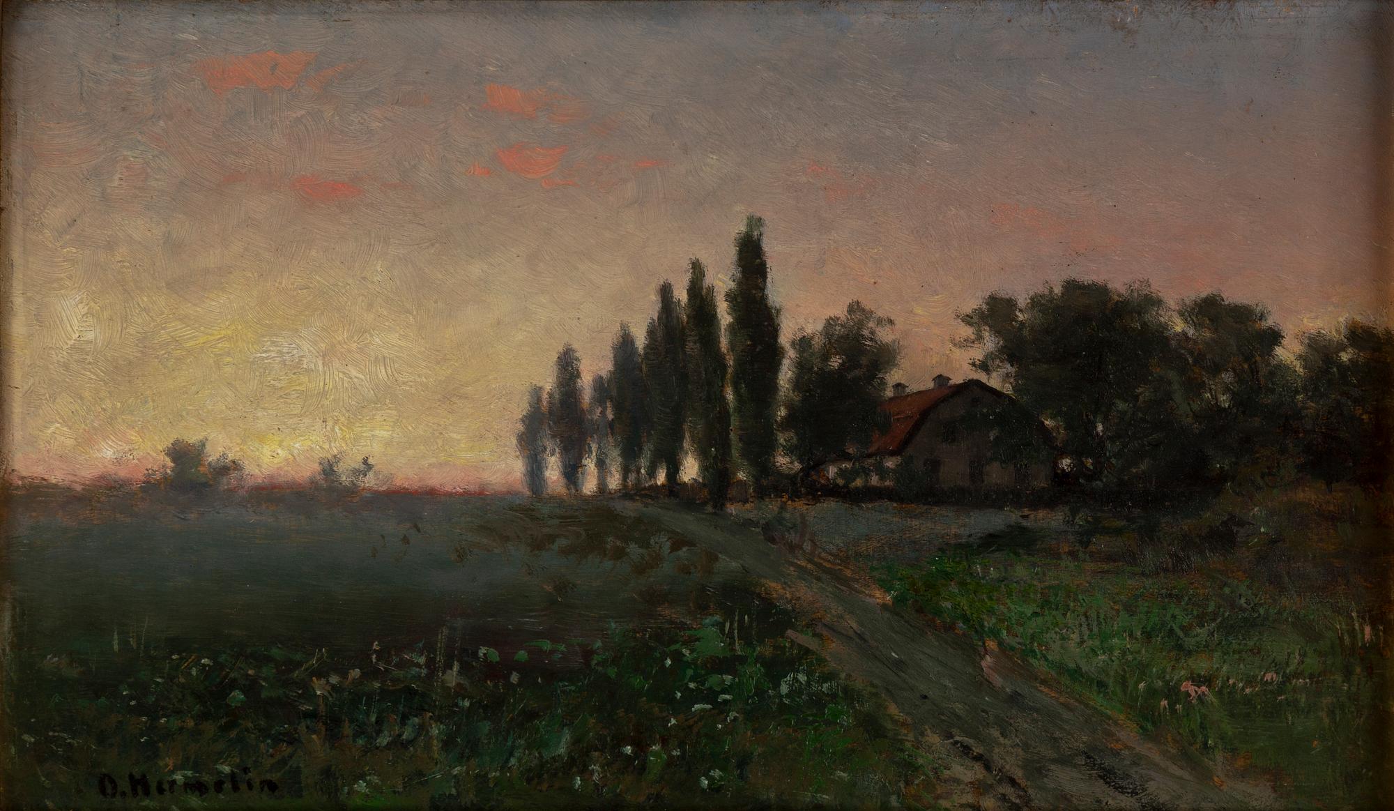 OLOF HERMELIN, olja på pannå, signerad.