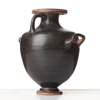 HYDRIA, lergods. Grekisk, Rödfigurig, troligen omkring 300-tal f. Kr.