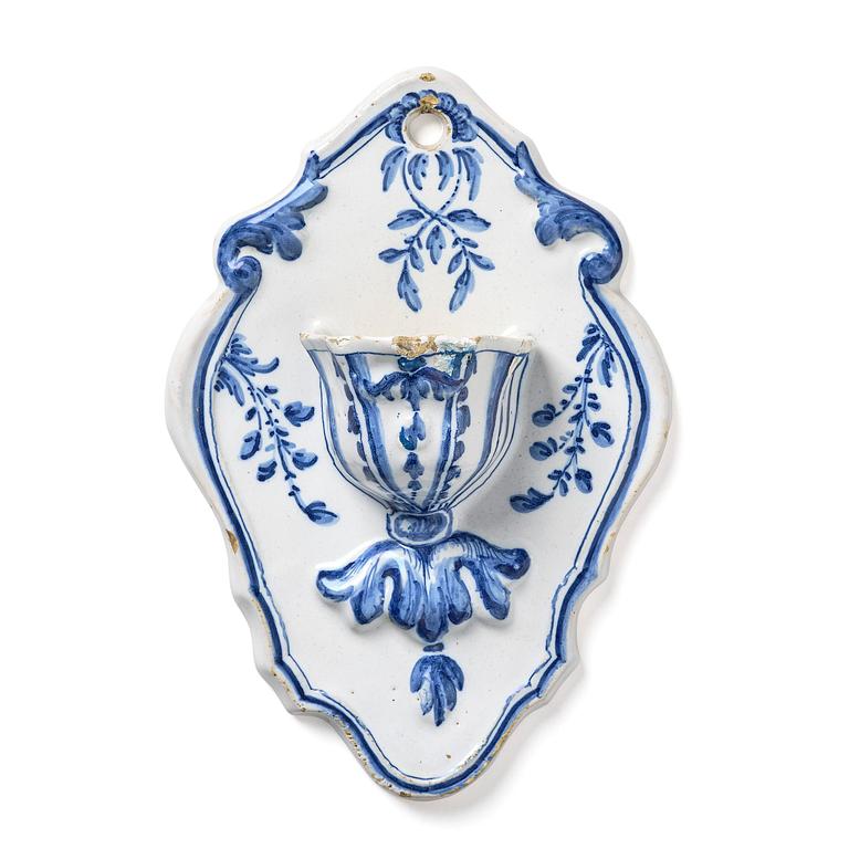 A Swedish Rörstrand faience soap cup, dated 1752.