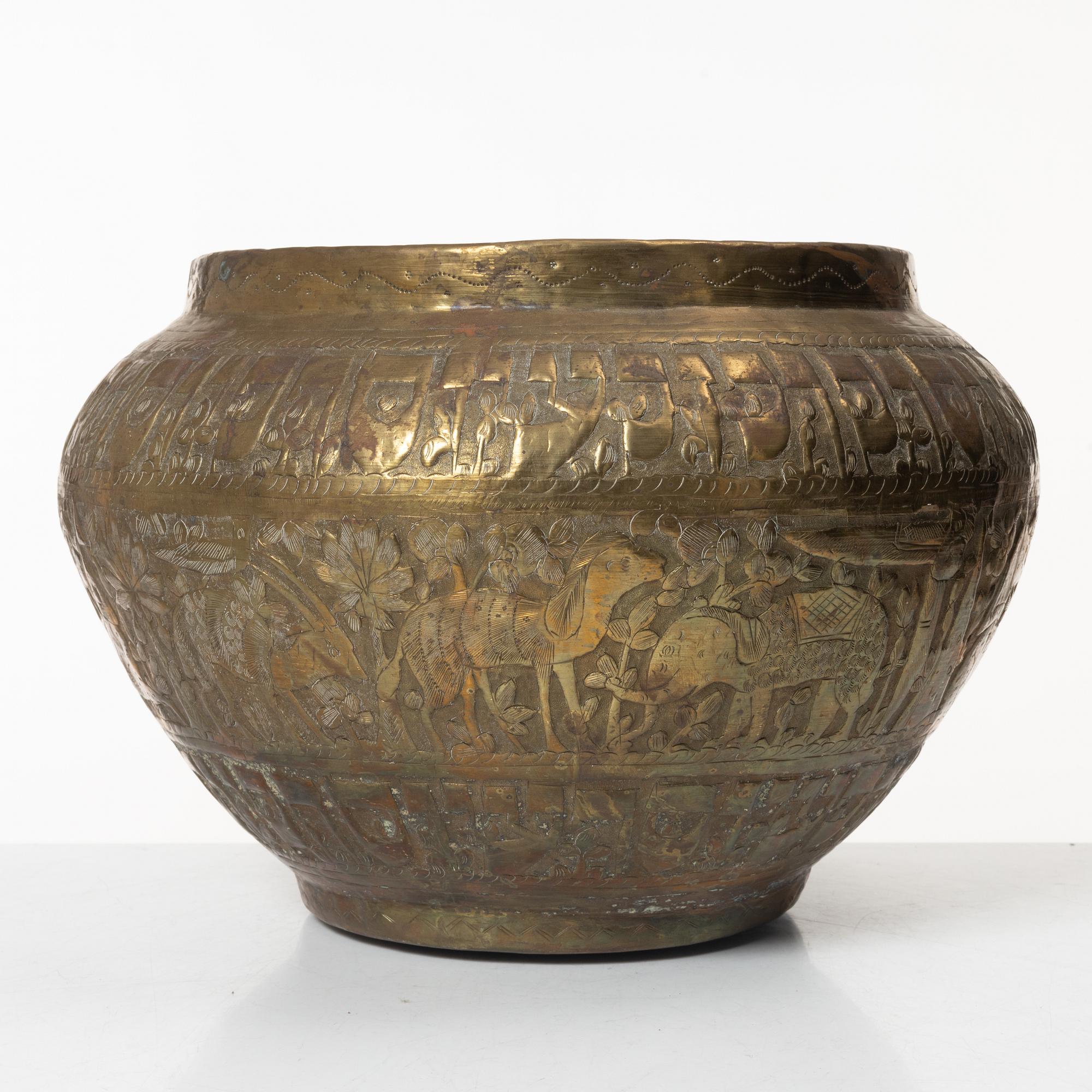 Two brass egyptian revival vessels, early 20th century.