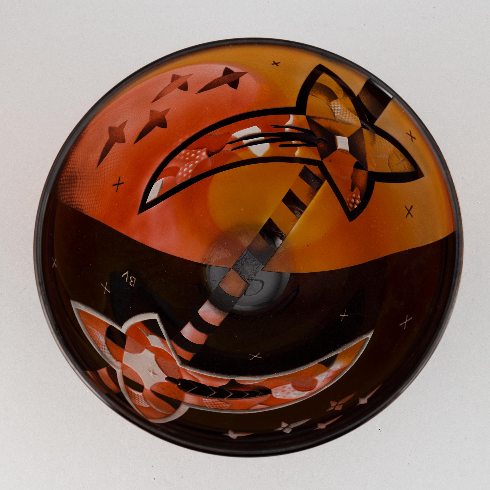 Bertil Vallien, a unique glass bowl, Kosta, Sweden.