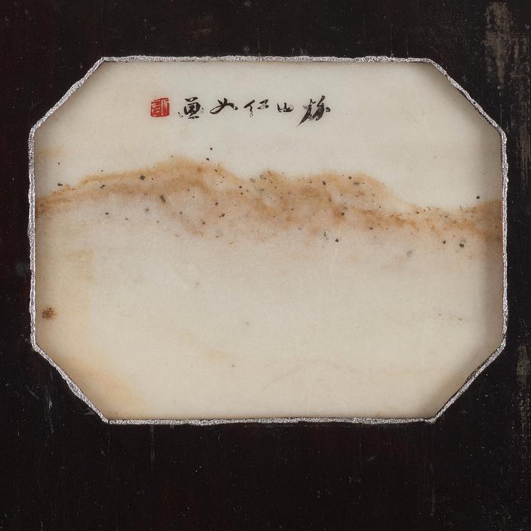 Skärm, åtta paneler, dream stone. Kina, Sen Qingdynasti.