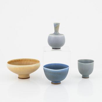 Berndt Friberg, a set of one vase and three bowls from Gustavsberg Studio.